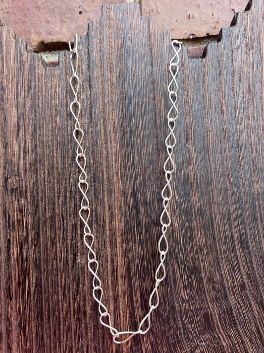 Handmade Sterling Figure-8 link High-shine Necklace 25”