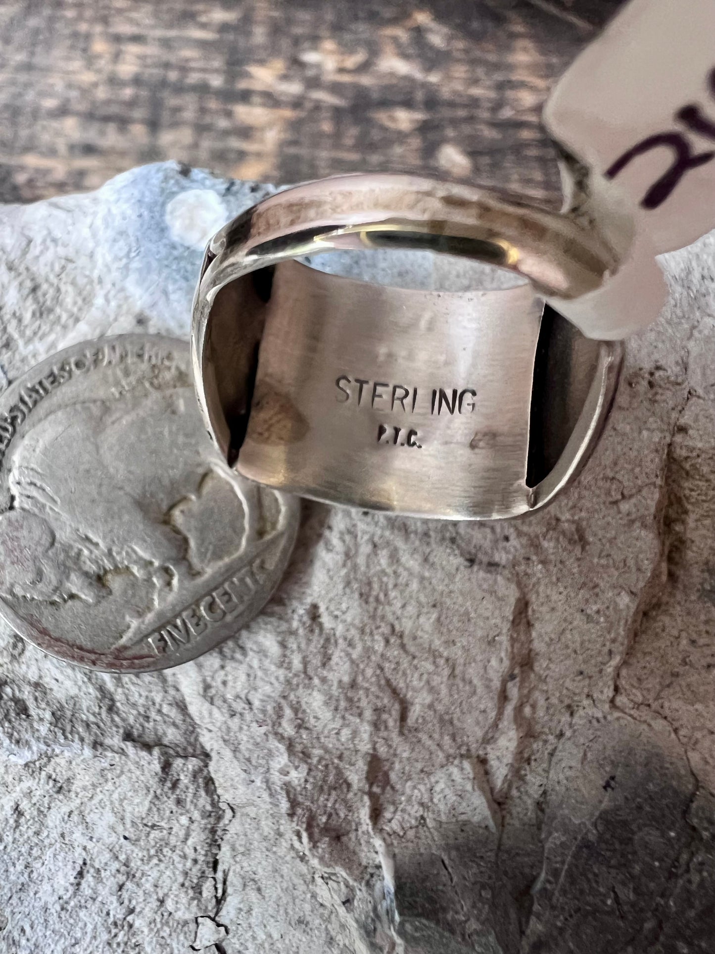 Handmade by Caroline Tsosie. 5-row Sterling Silver Ring Sz 8