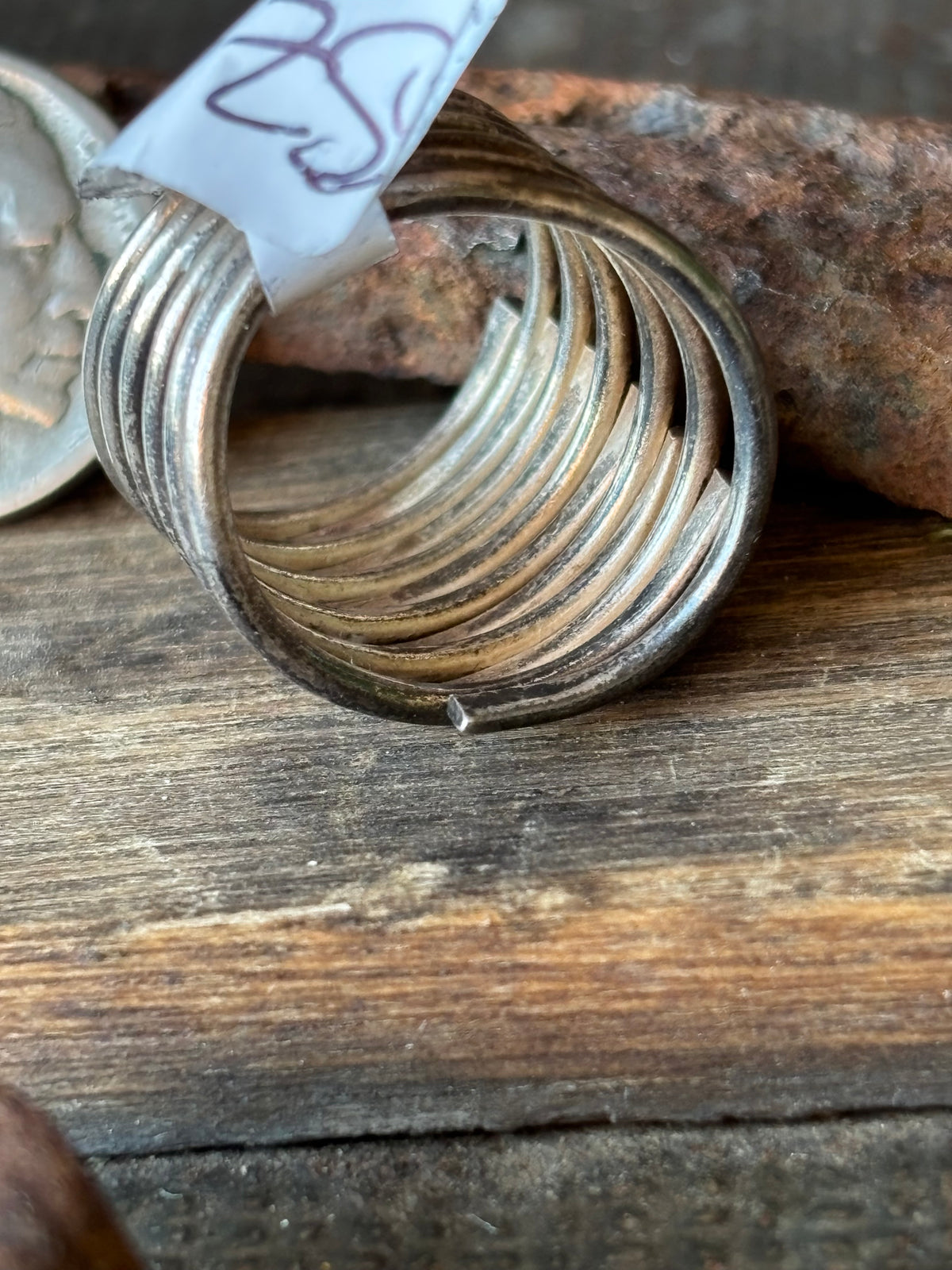 Vintage Handmade Artisan Wide Sterling Silver Ring Sz 8
