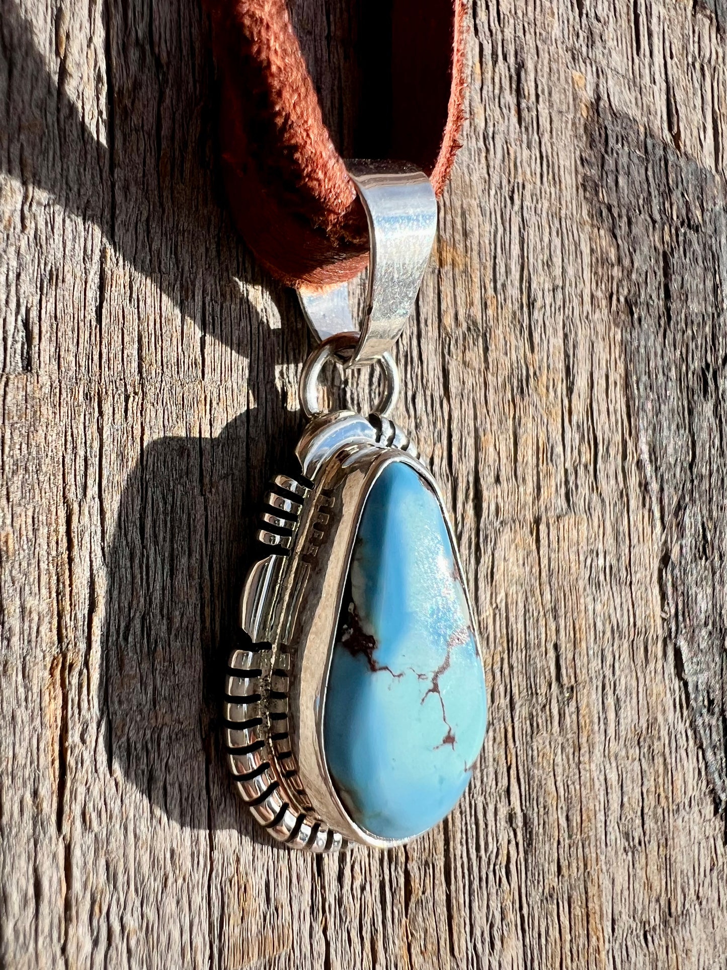 Golden Hills Turquoise & Sterling Silver Pendant - Navajo Handmade by Norvin Johnson