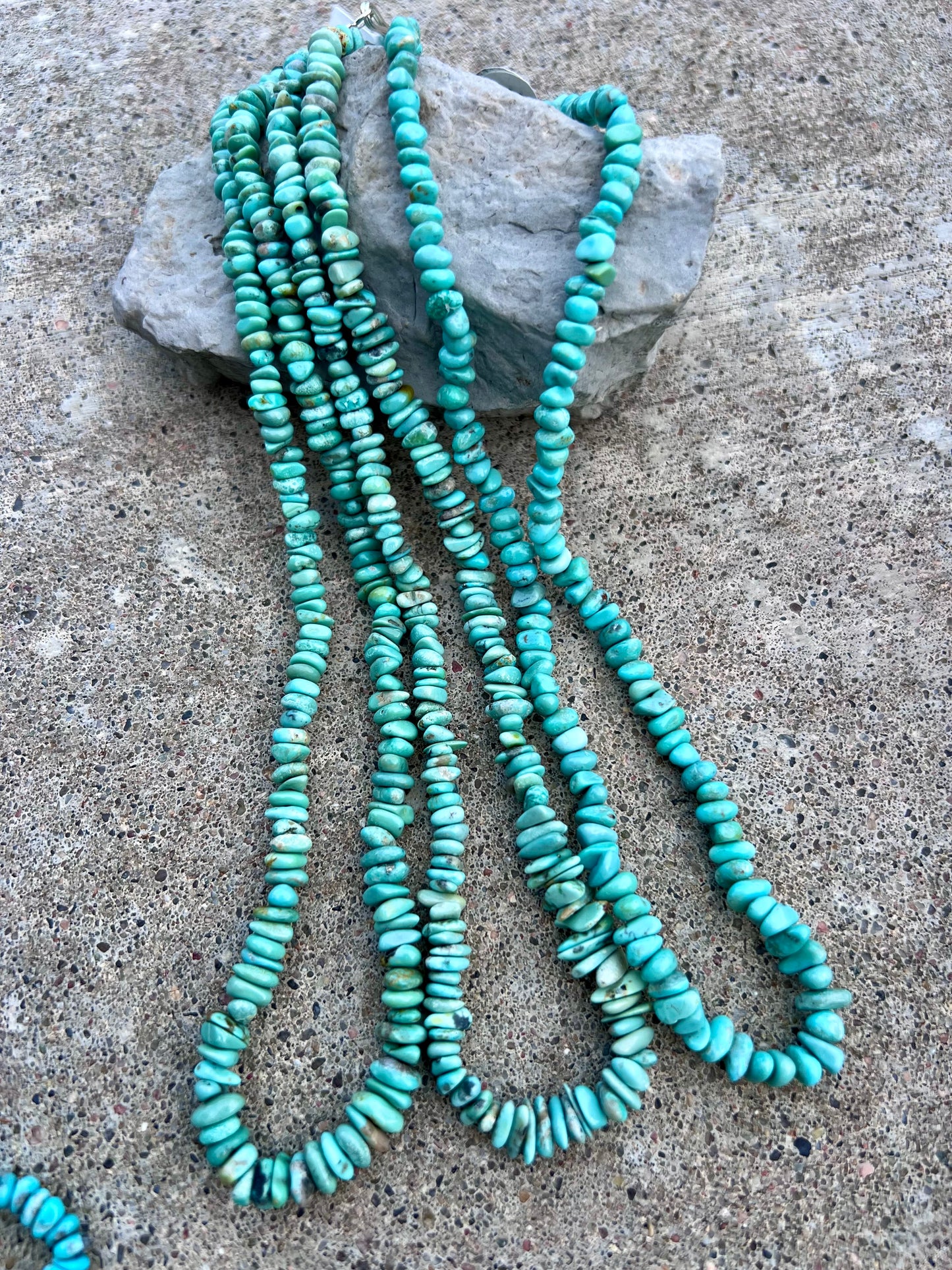 3 Single-Strand 19” Campitos Turquoise Necklaces w/ Sterling Clasp