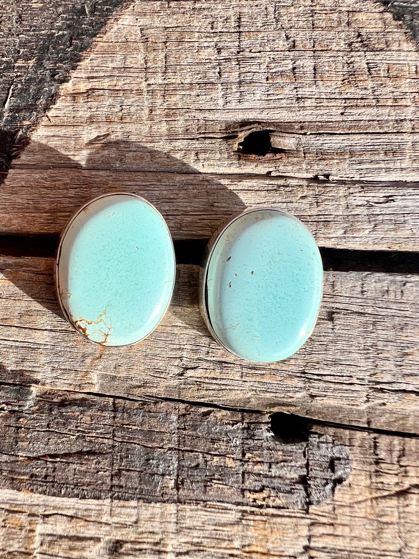 Golden Hills Turquoise & Sterling Post Earrings- Navajo Handmade by Lee Sandoval
