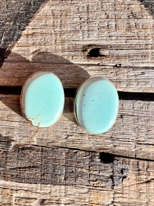 Golden Hills Turquoise & Sterling Post Earrings- Navajo Handmade by Lee Sandoval