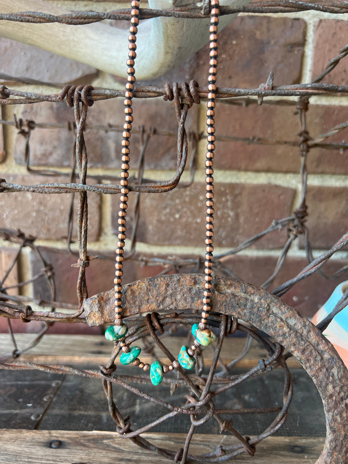 Copper & Fox Turquoise Bead Necklace 16”-18”