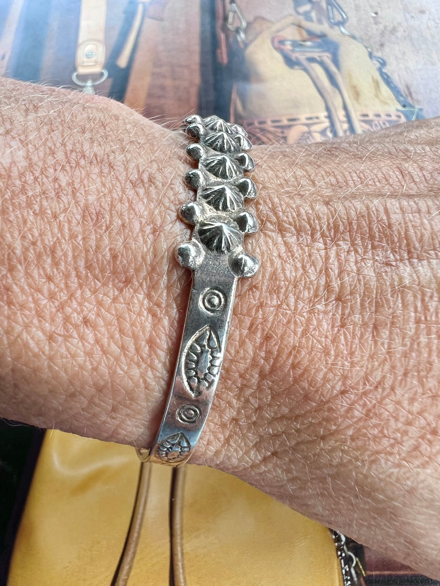 Vintage Sterling Dainty Star Shot Cuff Sz 6.5