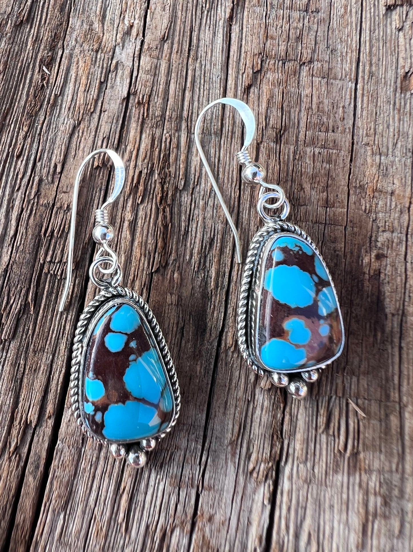 Handmade Egyptian Turquoise Dangle Earrings 1 5/8” long