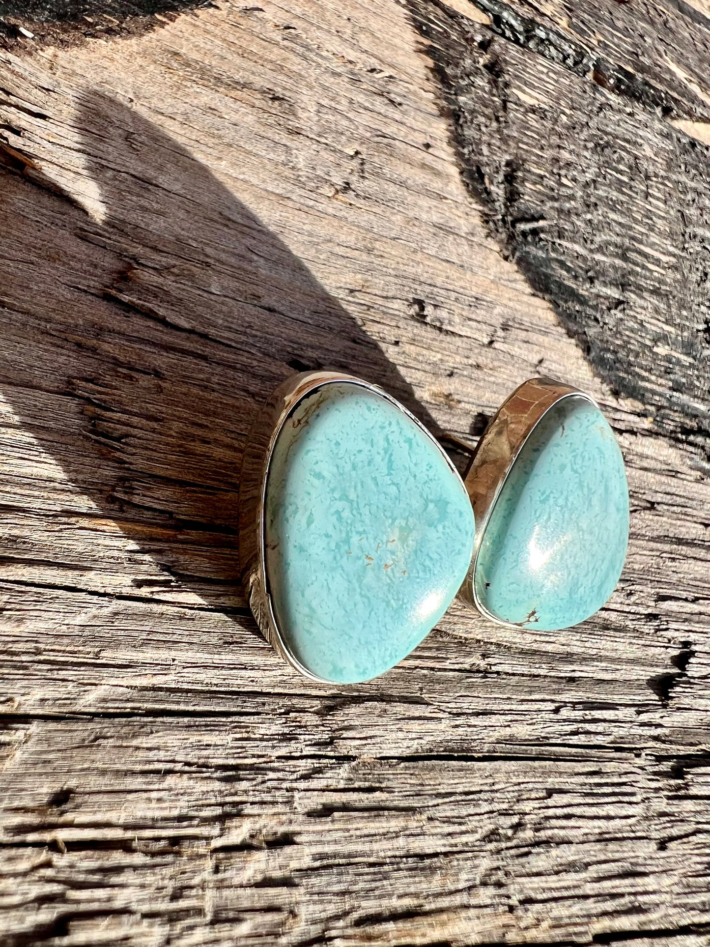 Golden Hills Turquoise & Sterling Silver Post Earrings- Navajo Handmade by Lee Sandoval