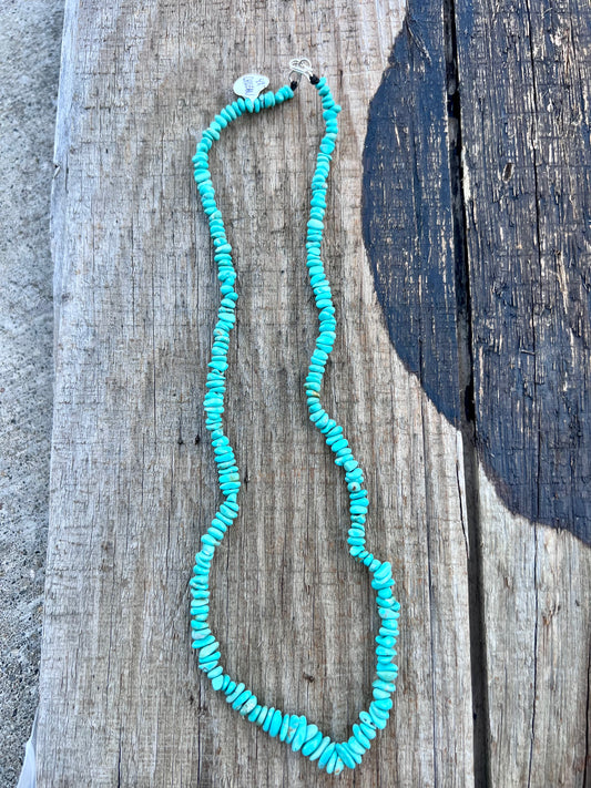 Chilean Turquoise Sterling Clasp 19” Necklace