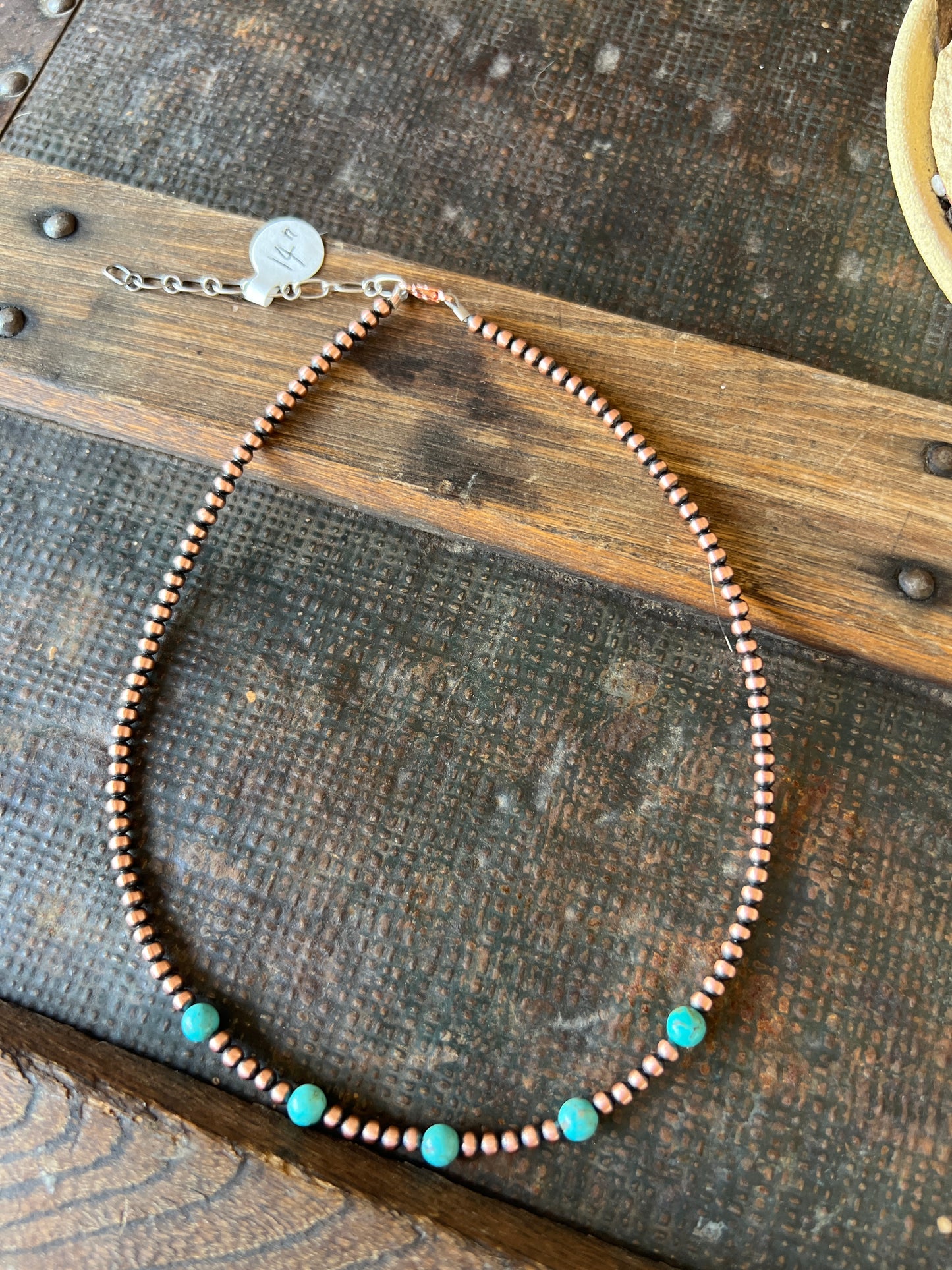 Genuine Copper Beads with Campitos Turquoise Necklace 14”-16”
