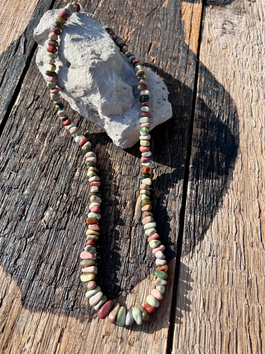 Southwest Handmade Jasper Bead Single-strand Necklace 19”