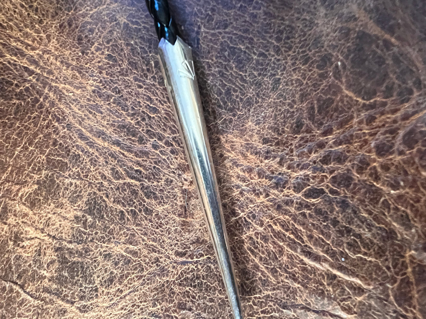 Handmade White Buffalo and Sterling with Black Braided Leather Bolo Necklace with Sterling Tips