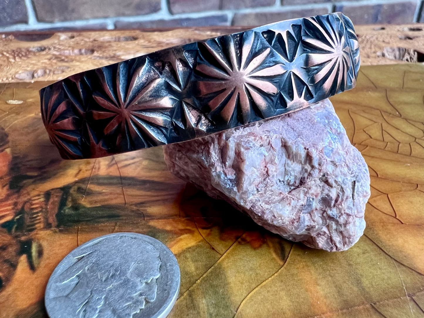 Navajo Handmade by Jerrold Tahe Handmade Copper Star Shot Cuff