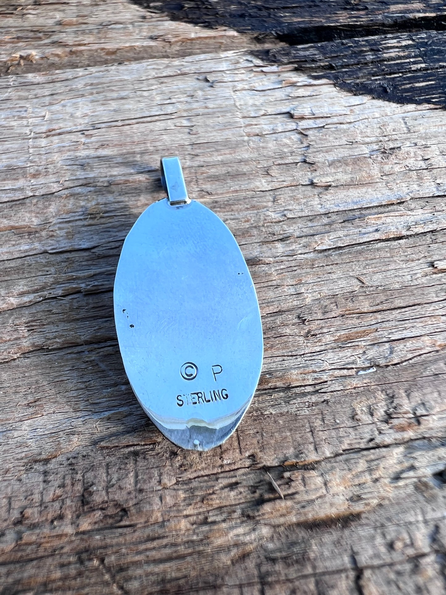 Handmade Sterling & Orange Spiney Shadowbox Pendant