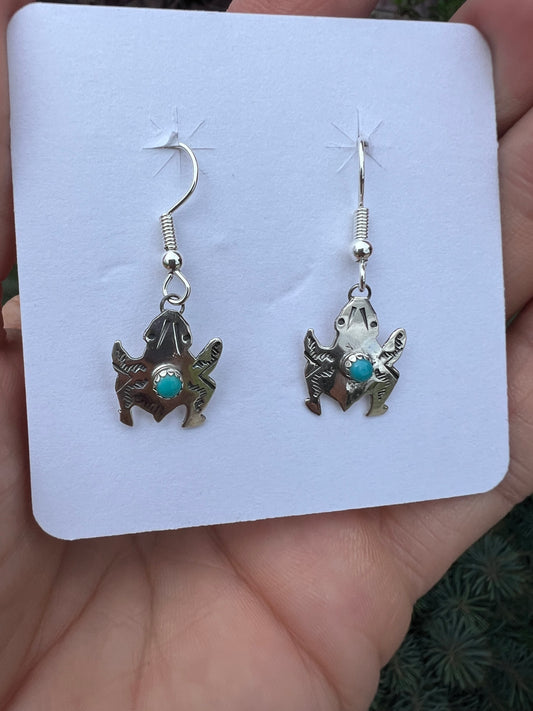 Native American Handmade Sterling & Turquoise  1.3” long