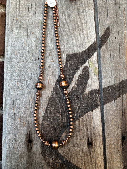 Copper 3mm-12mm Bead Necklace 18”-20”