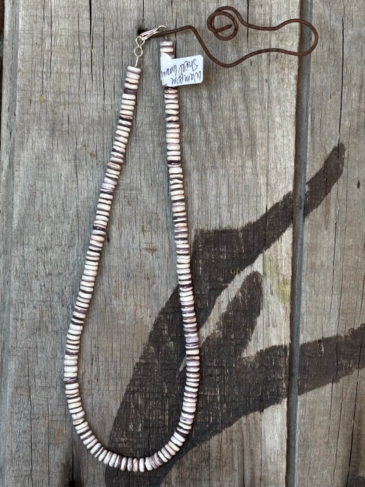 Wampum Heishi Shell 6mm Bead Necklace 17”