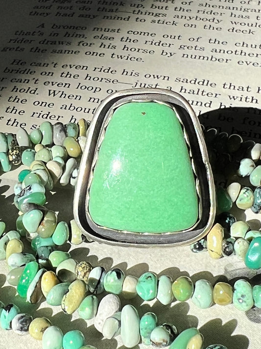 Navajo Handmade by Calvin Desson. Lucin Variscite Ring Sz 7 Adjustable