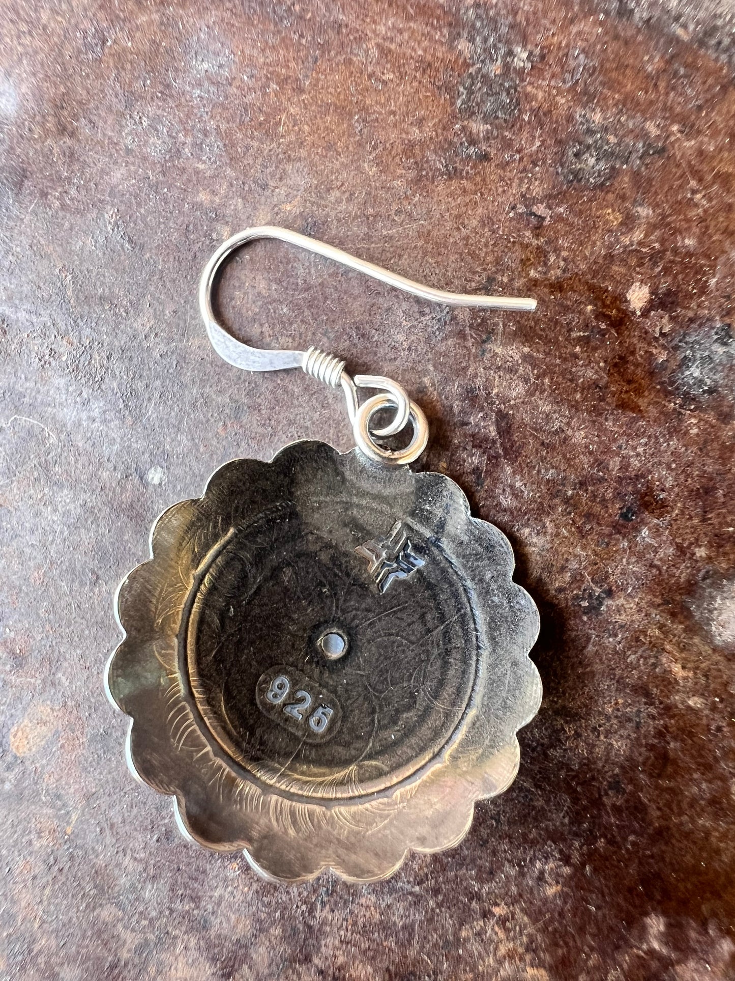 Sterling Silver & Turquoise Cncho Dangle Earrings 1 3/8”