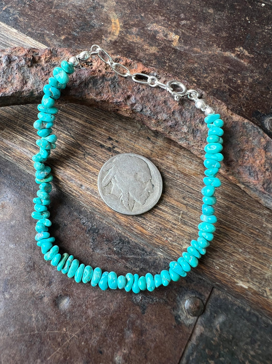 Lone Mountain Turquoise Nugget Bracelet Size 7-8”