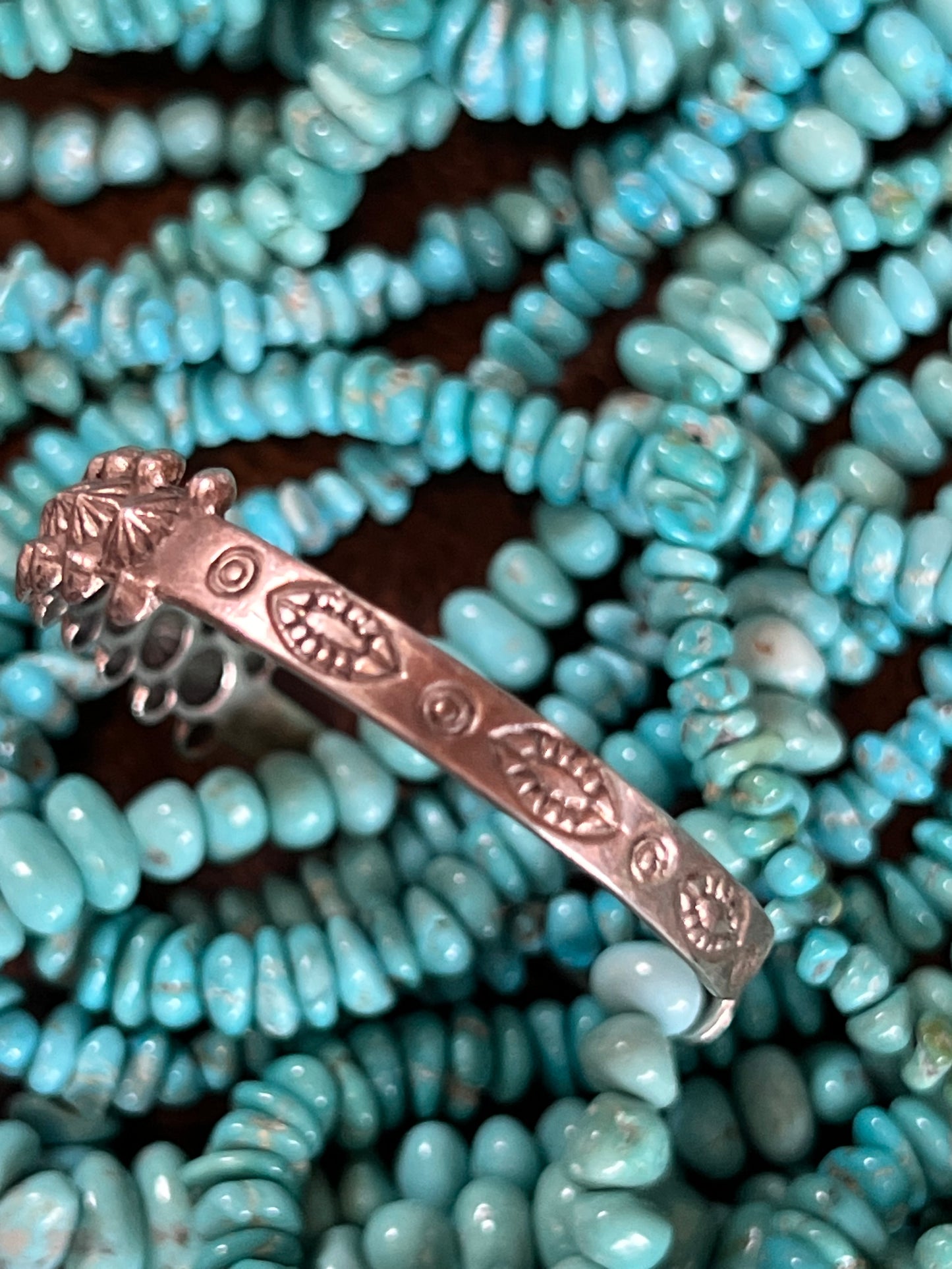 Vintage Navajo Handmade Dainty Sterling Silver StarShot Cuff Bracelet Sz 6 1/4”