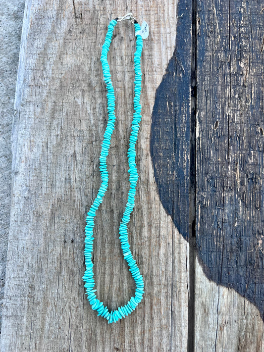Chilean Turquoise Sterling Clasp 19” Necklace