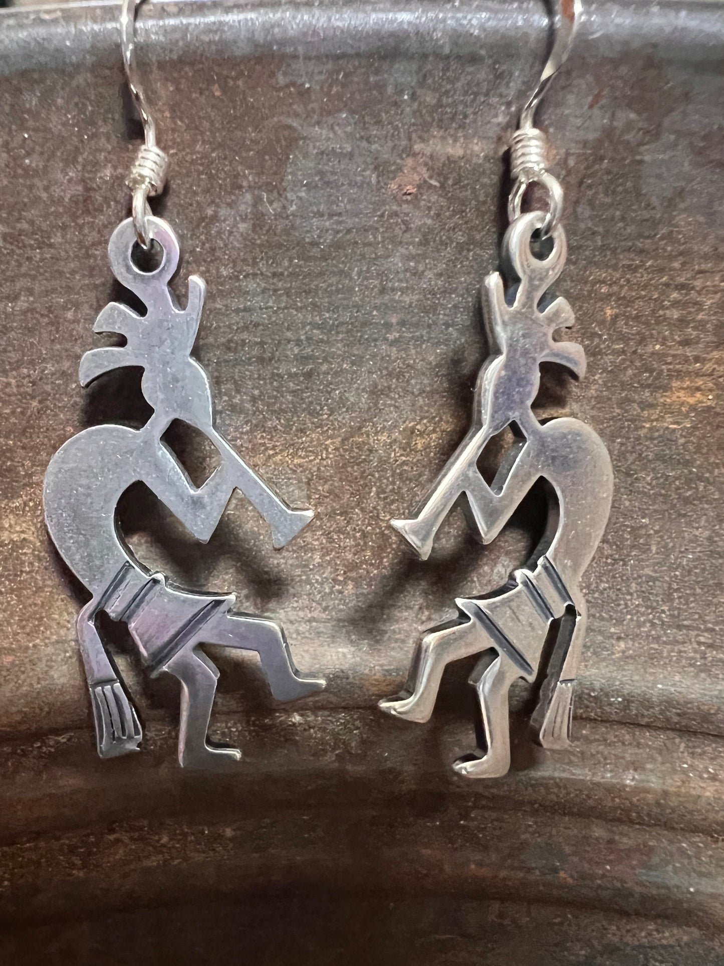 Sterling Silver Kokipelli Dangle Earrings 1.5”