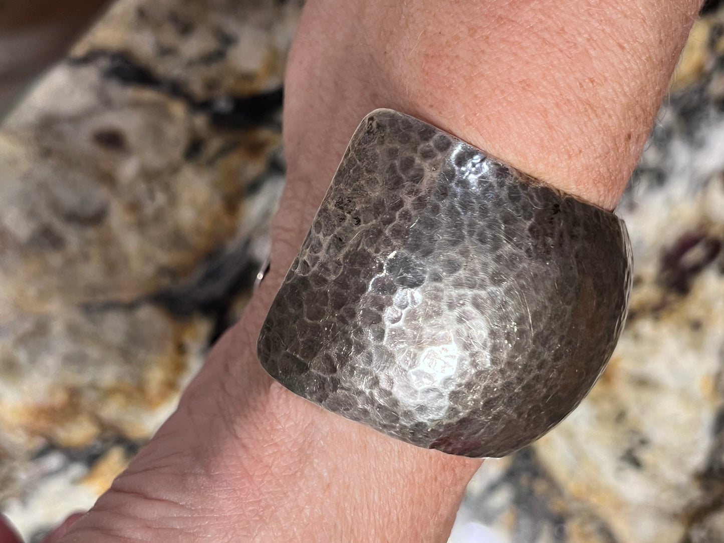 Vintage Native Navajo Handmade Sterling Hammered Domed Cuff Sz 6.25
