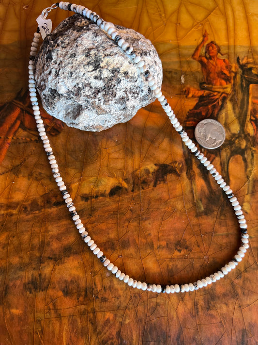 Genuine White Buffalo 4mm Rondelle Bead 19” Necklace