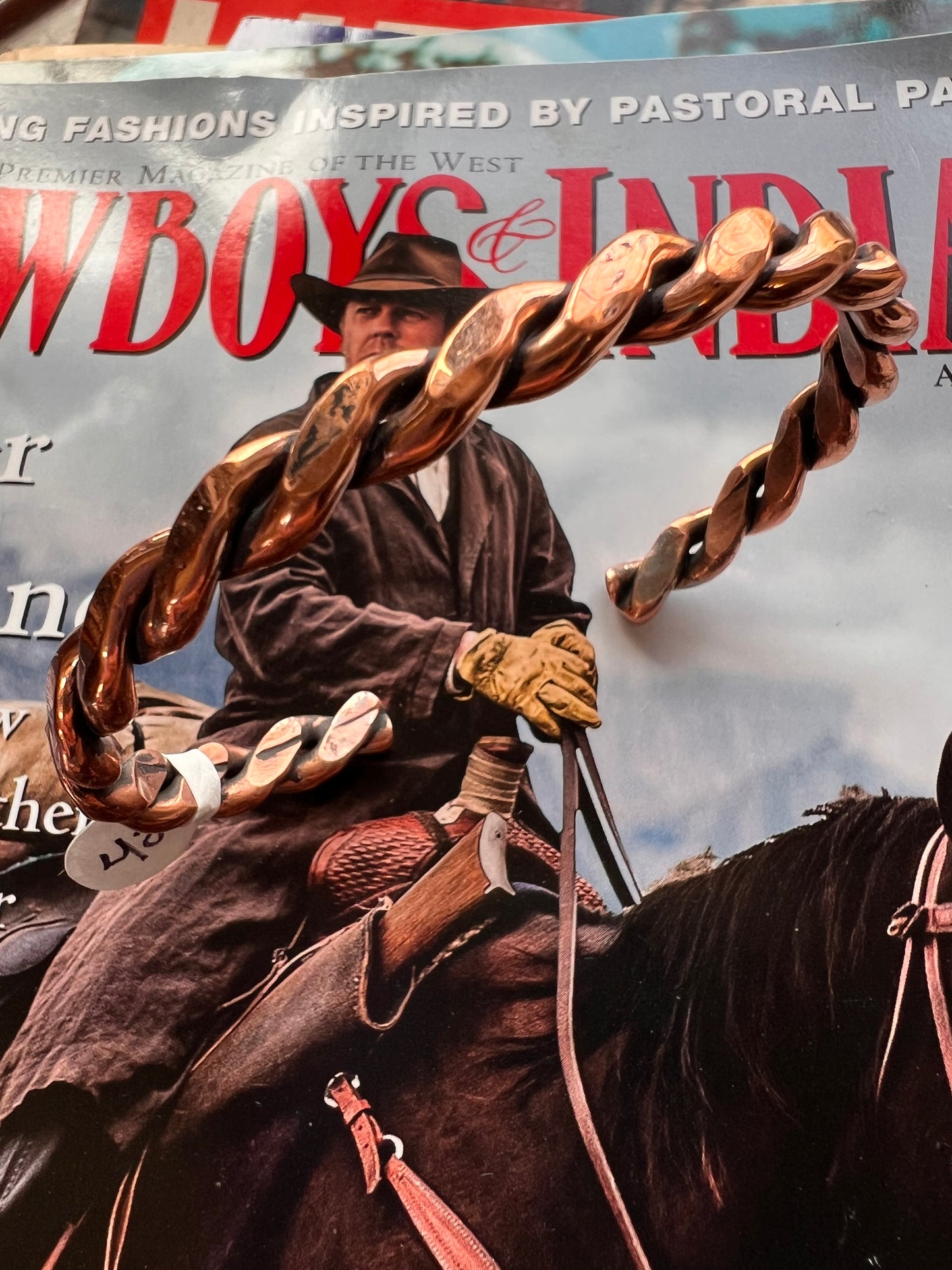 Copper Heavy Twist Wire Cuff Bracelet 7 1/8”