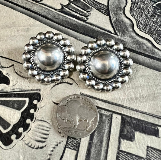 Large Concho Post Earrings 1.2”