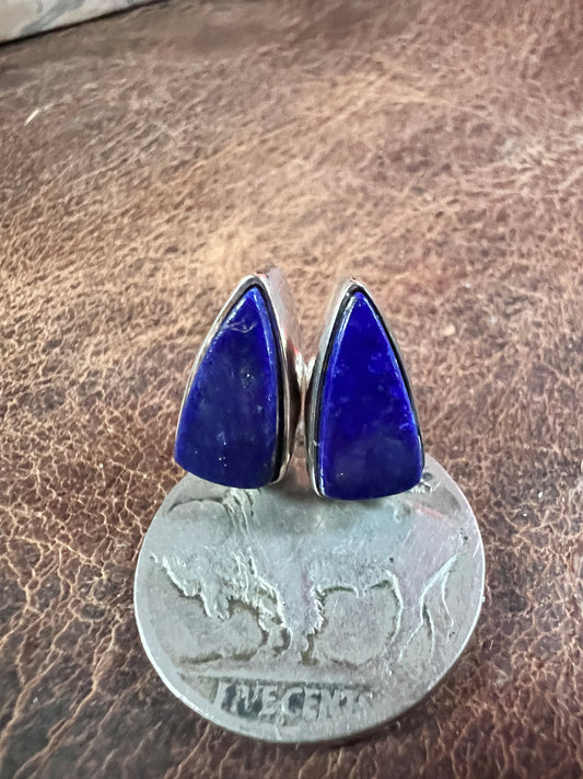 Lapis & Sterling Triangle Post Earrings