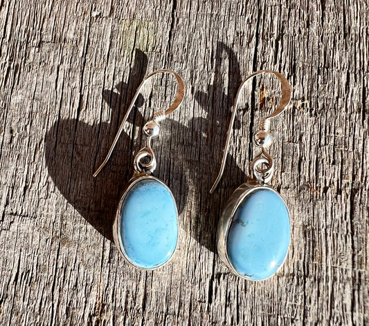 Golden Hills Turquoise & Sterling Silver Dangle Earrings- Navajo Handmade by Burt Francisco