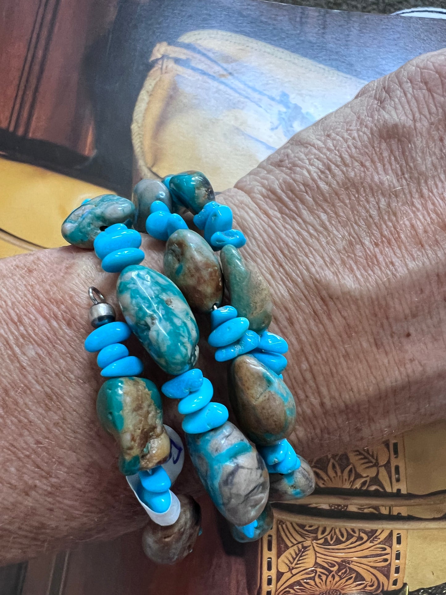 Chunky Fox & Sleeping Beauty Turquoise Sterling Silver Wrap Bracelet