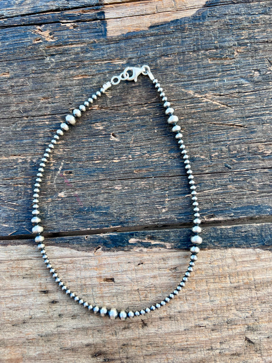 Sterling Oxy Bead 3-6mm Necklace 14-16”