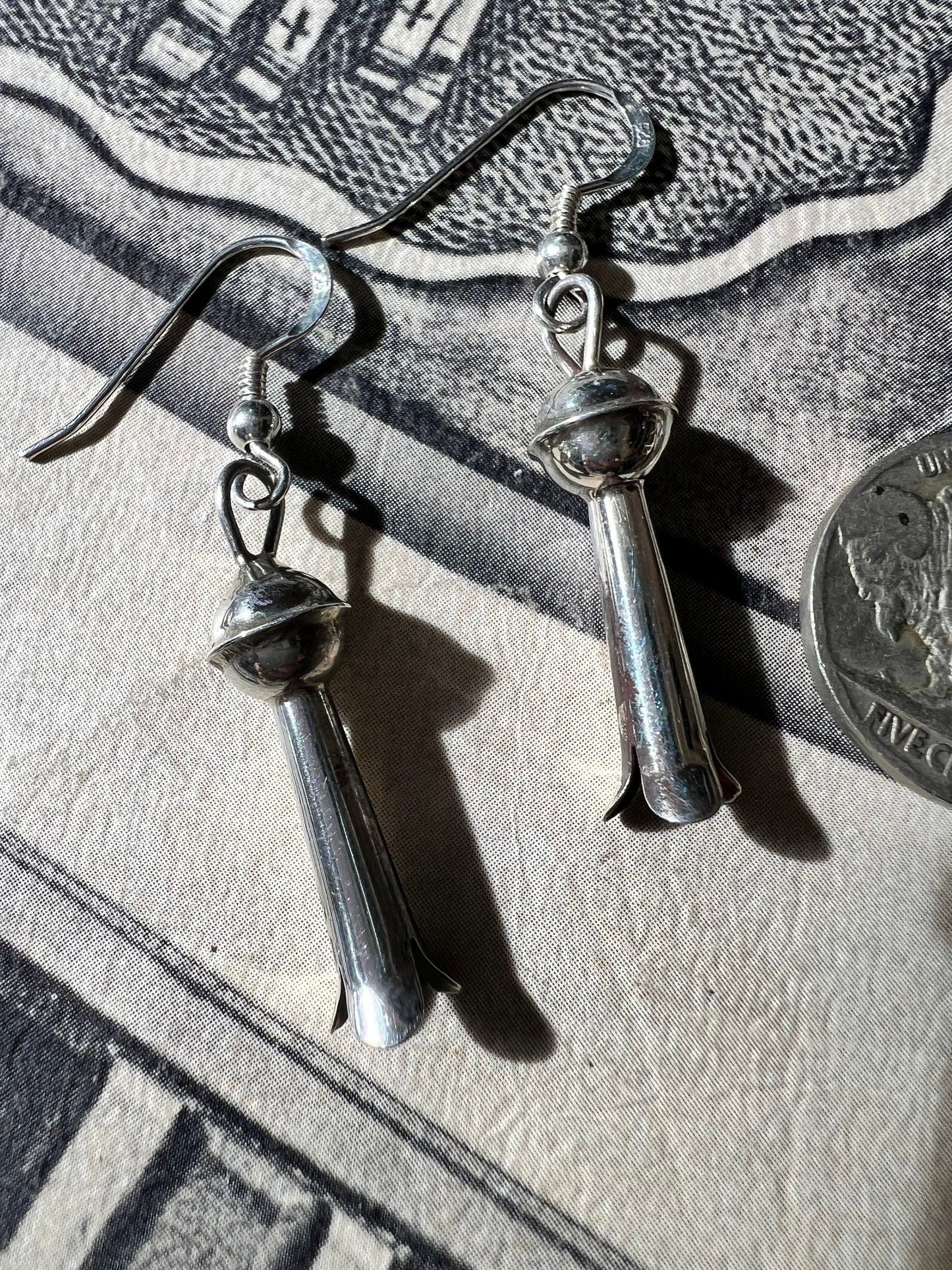 Navajo Handmade by Halle Tabaha. Sterling Blossom Earrings