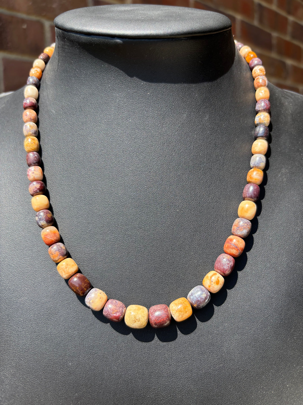Jasper Barrel Bead Graduated Necklace 19.5”