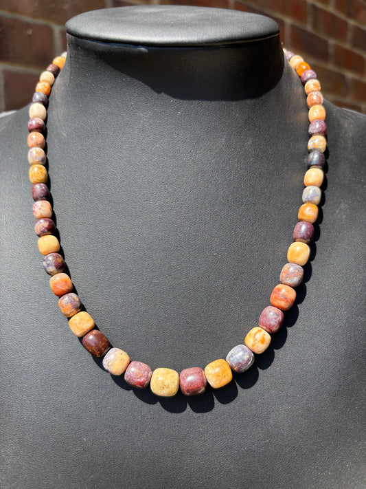 Jasper Barrel Bead Graduated Necklace 19.5”