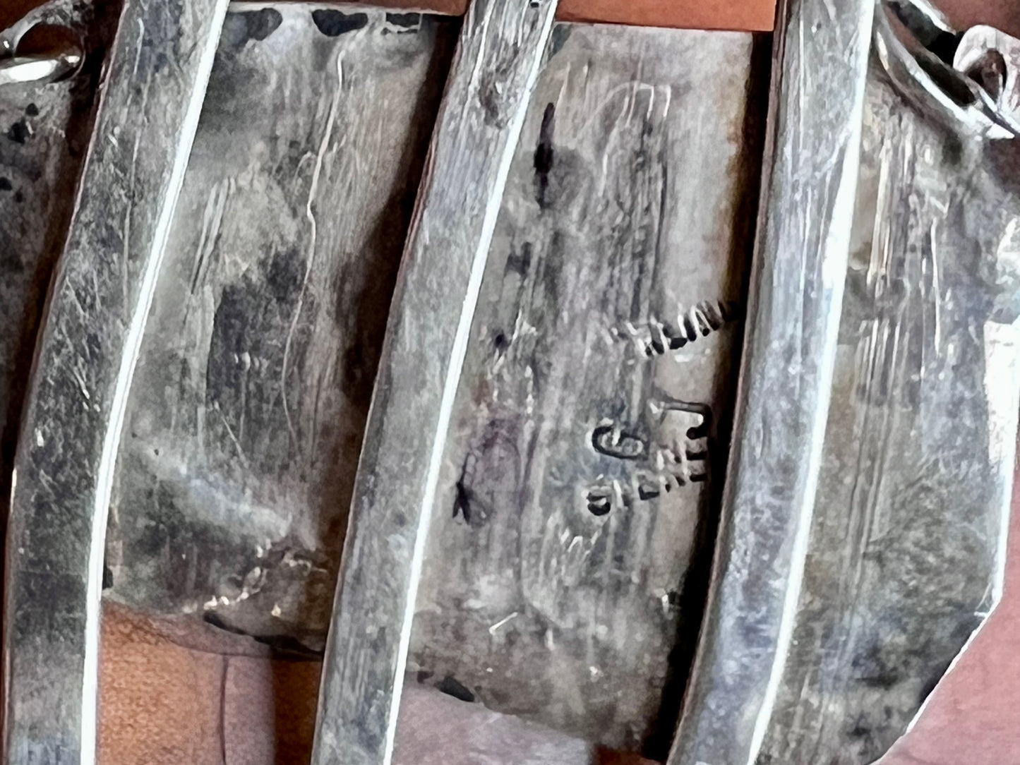 Handmade Glen Jones Sterling & Carved Turquoise w/Feathers Cuff Sz 6-6.5