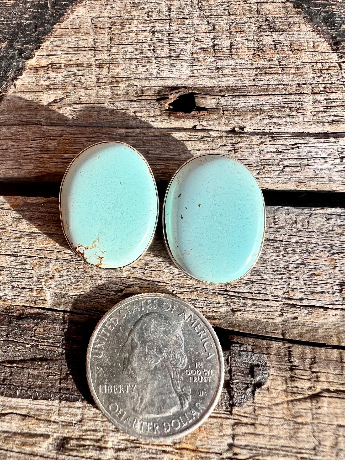 Golden Hills Turquoise & Sterling Post Earrings- Navajo Handmade by Lee Sandoval