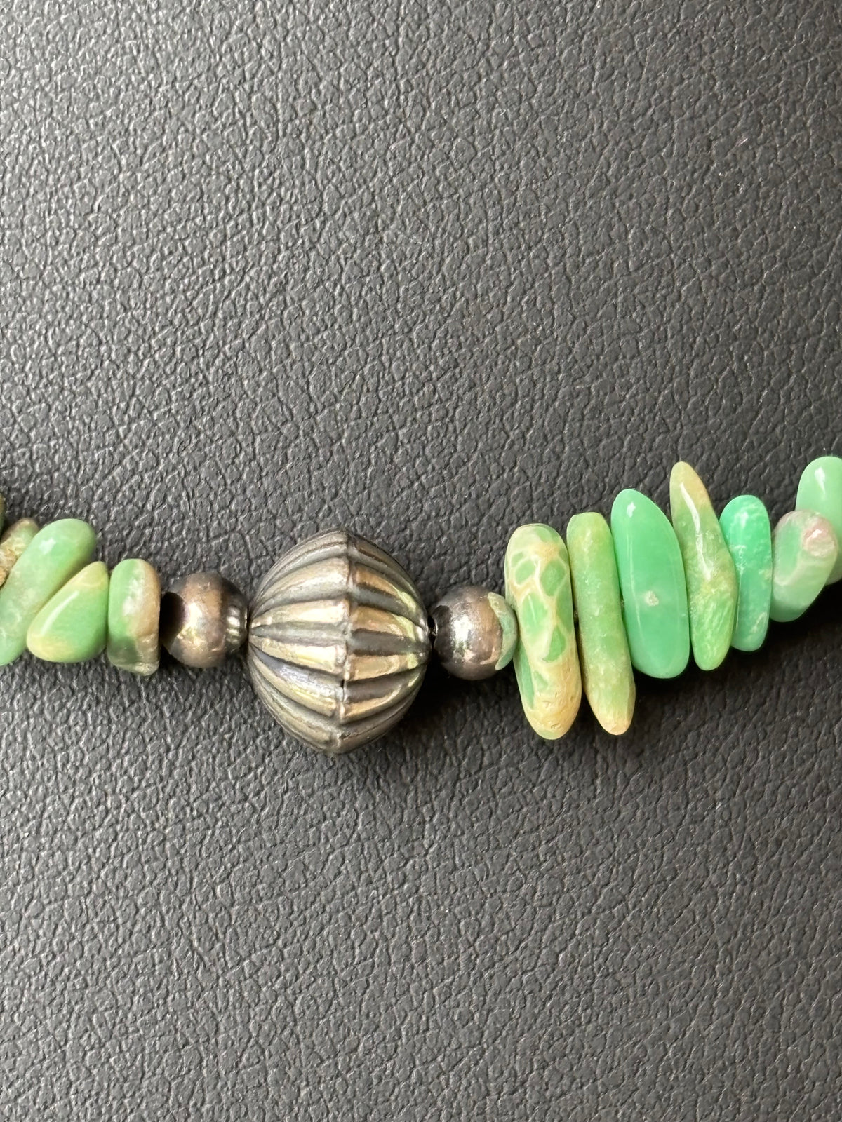 Lucin Variscite & Sterling Bead Necklace 17.5”