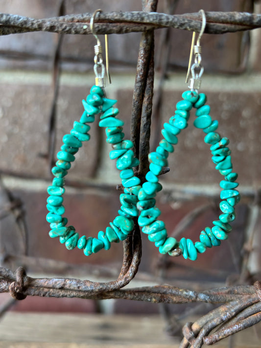 Sterling & Carico Lake Nugget Dangle Earrings 2.35” long