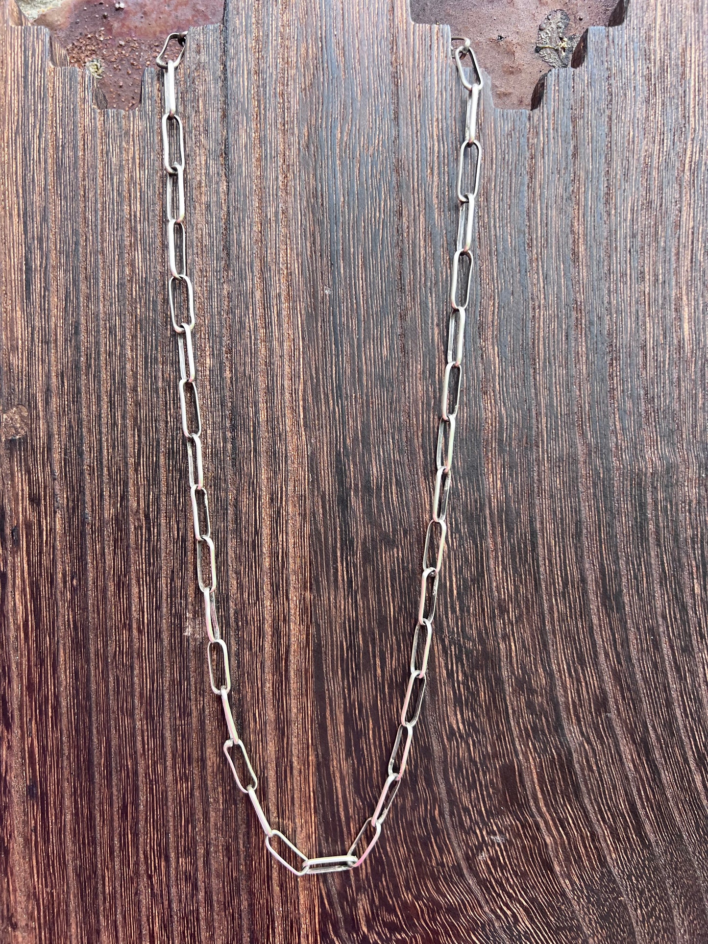 Handmade Oxidized Sterling Silver Paper-clip Necklace