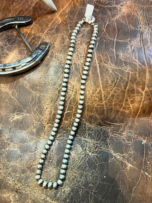 Handmade by Bryannen Halwood- Sterling Silver Navajo Pearls 24” 8mm