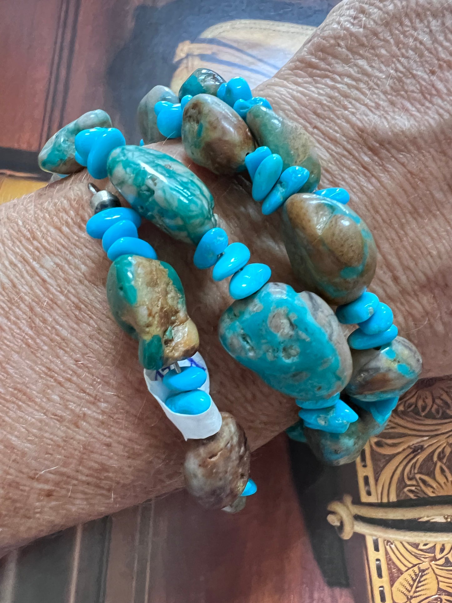 Chunky Fox & Sleeping Beauty Turquoise Sterling Silver Wrap Bracelet