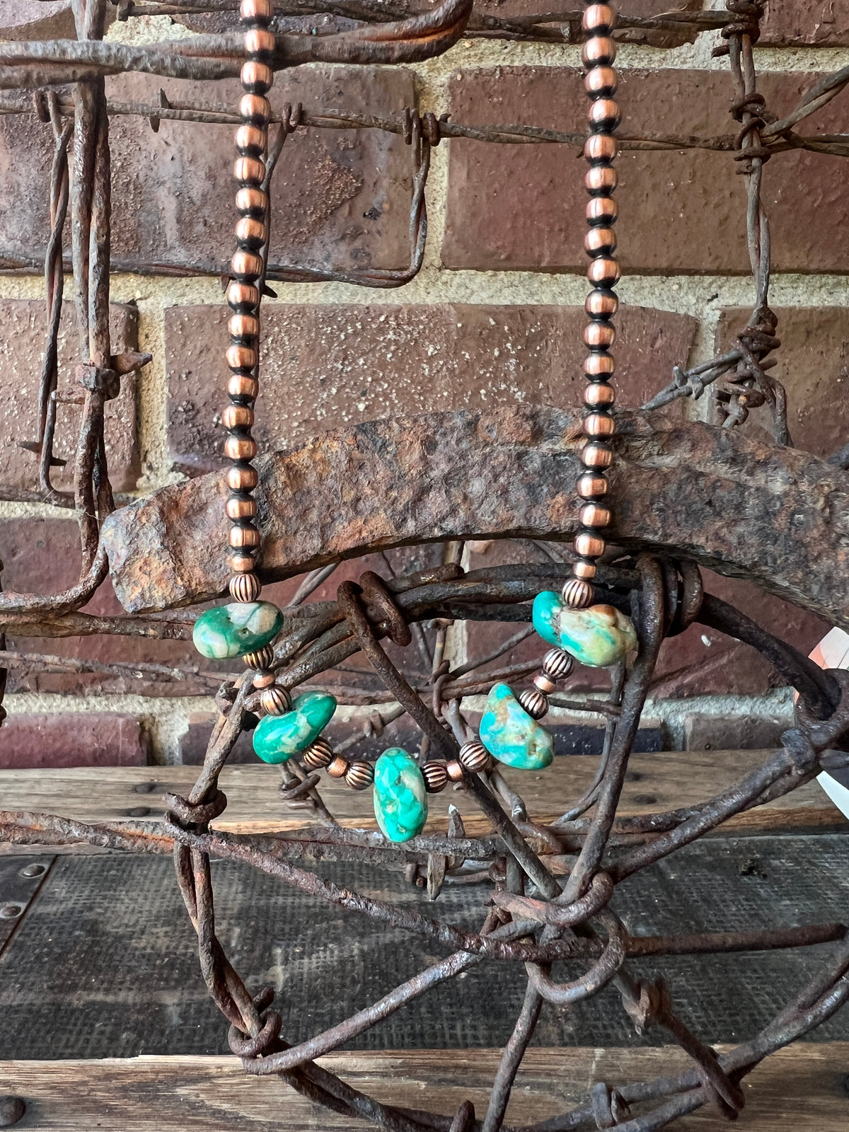 Copper & Fox Turquoise Bead Necklace 16”-18”
