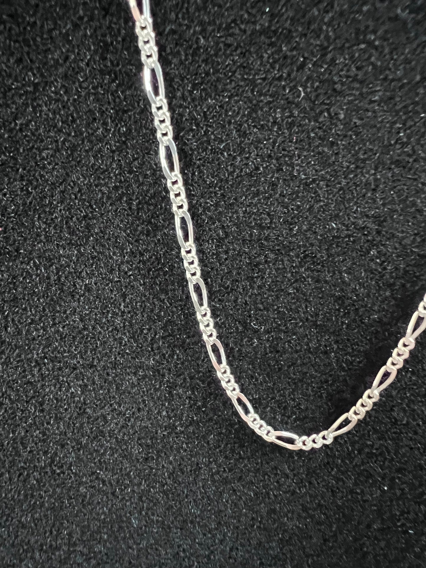 Dainty High-shine Sterling Silver Figaro 2mm Chain Necklace 20”
