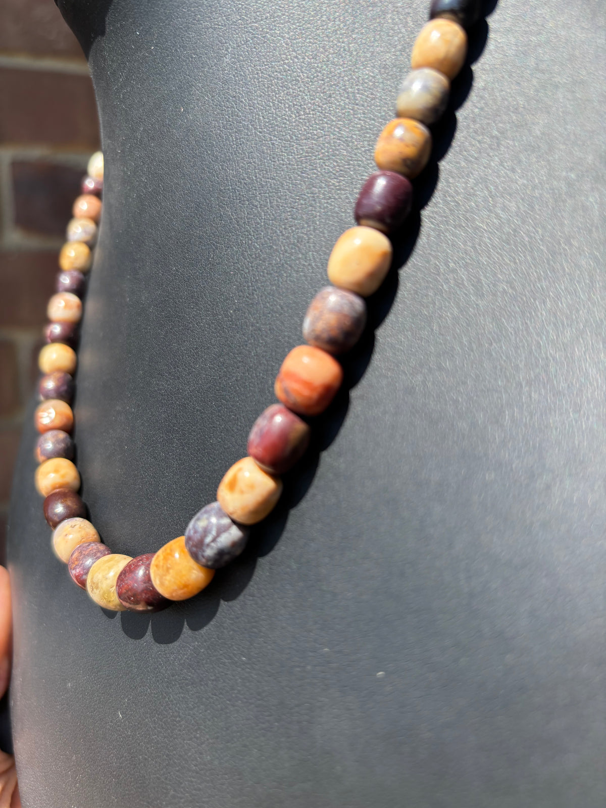 Jasper Barrel Bead Graduated Necklace 19.5”