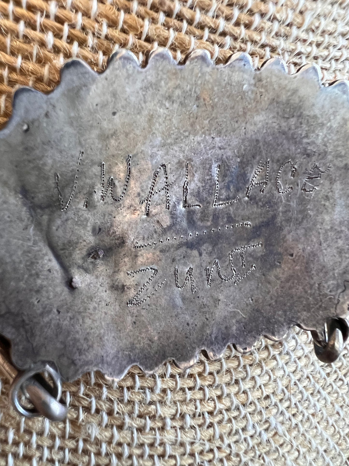 Vintage Zuni Handmade by Vernon Wallace. Turquoise Petit Point Cluster Necklace & Earring Set