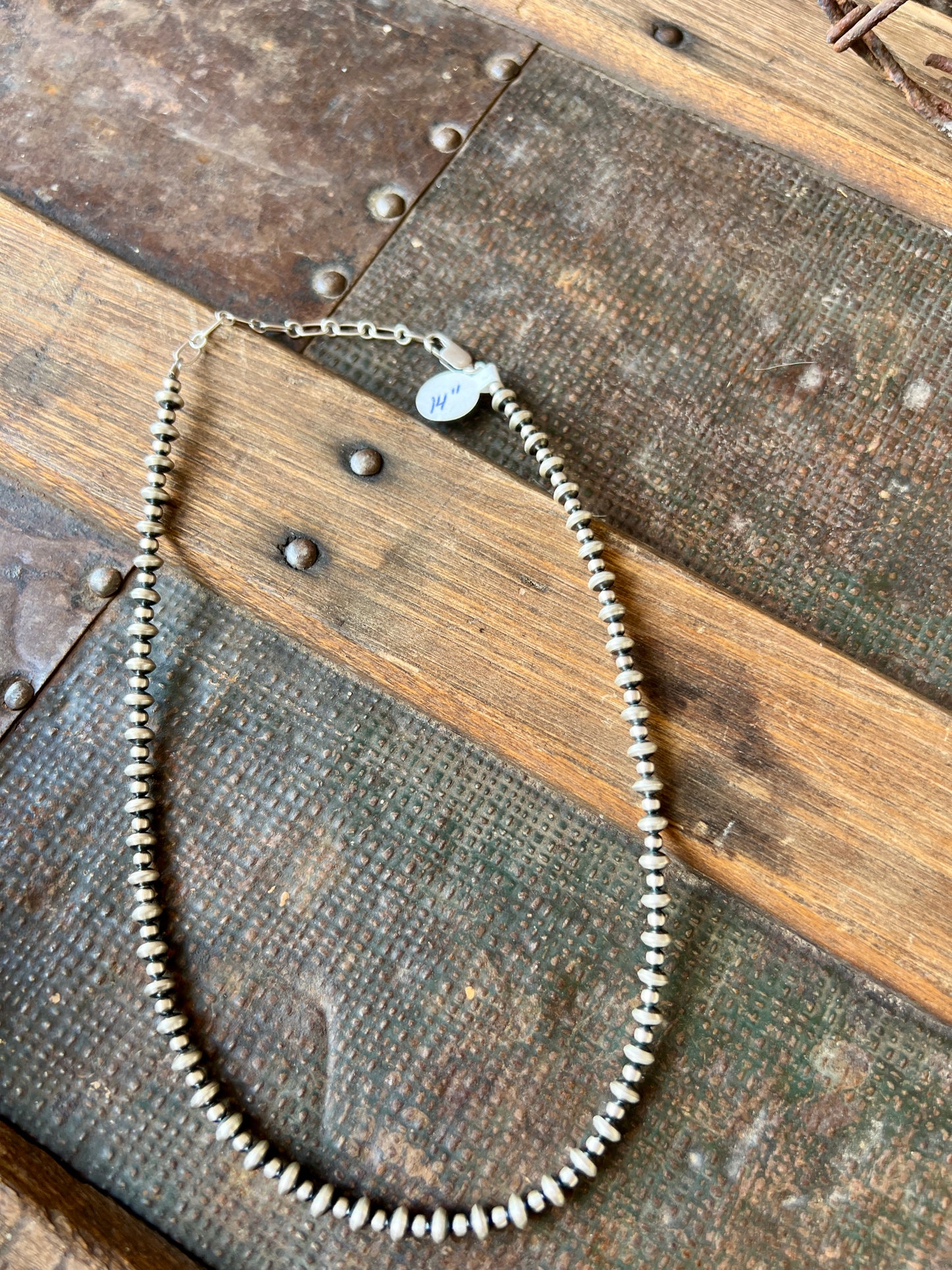 Sterling Silver Saucer & Round Bead Necklace 14”-16”