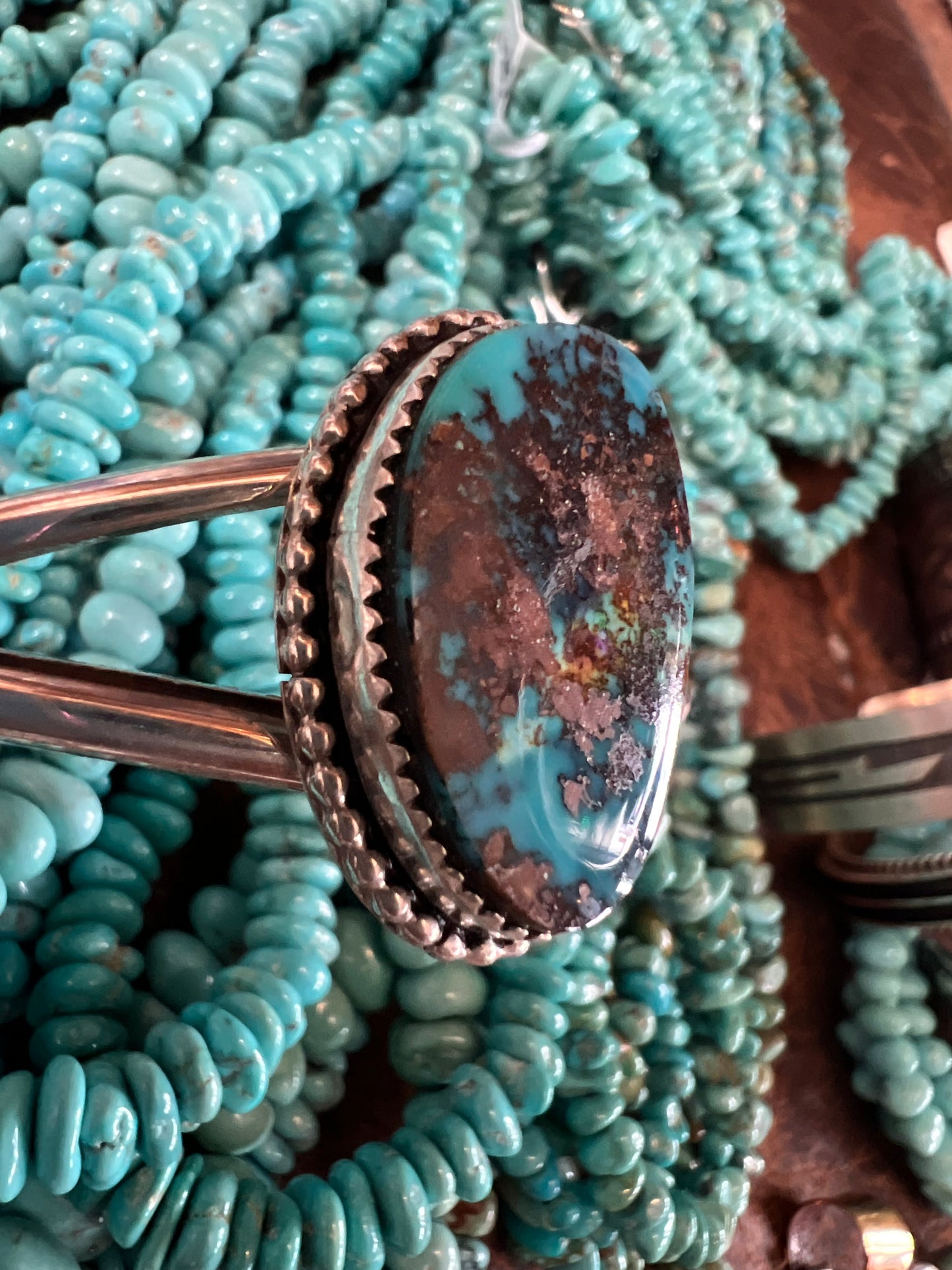 Handmade Sterling Bisbee Turquoise Cuff Bracelet Sz 6.5”